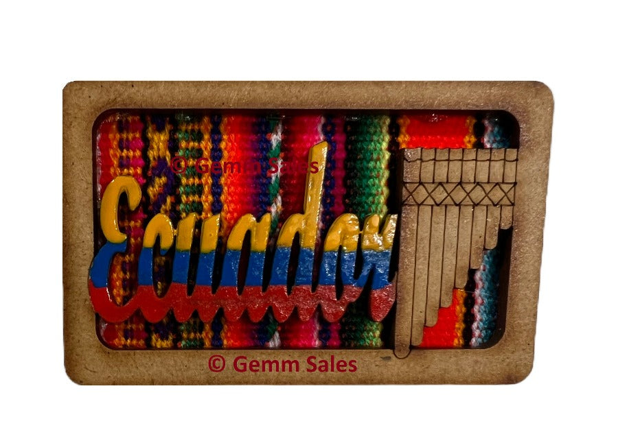 Authentic Ecuador Pan Pipe Wood Magnet Souvenir