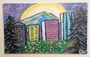 Beautiful Canvas Painting of Skyline Portland, Oregon