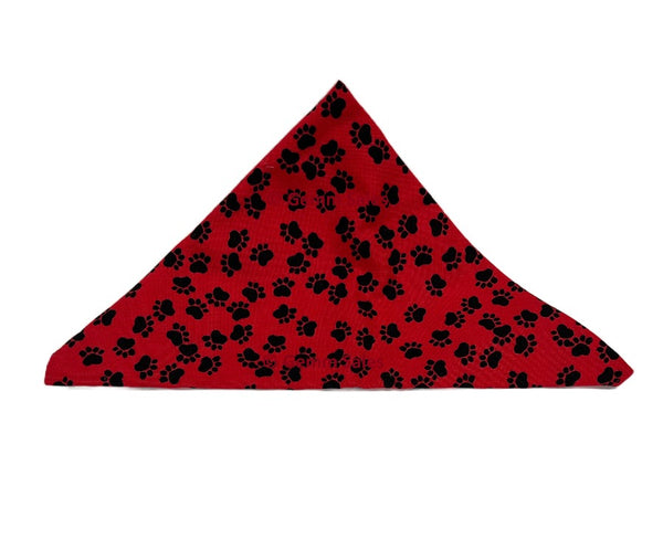 Dog Bandana with Black Paw Prints Bandana - Red
