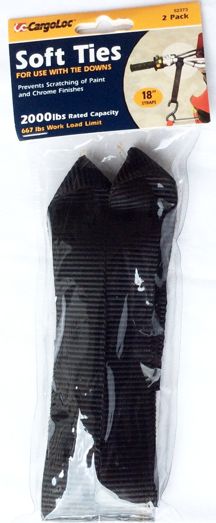 CargoLoc Soft Ties 1" W x 18" L  Straps, 2000 Lbs Capacity Motorcycle ATV