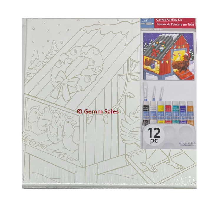 Christmas Artist's Loft Canvas Painting Kit - Chicken Coop