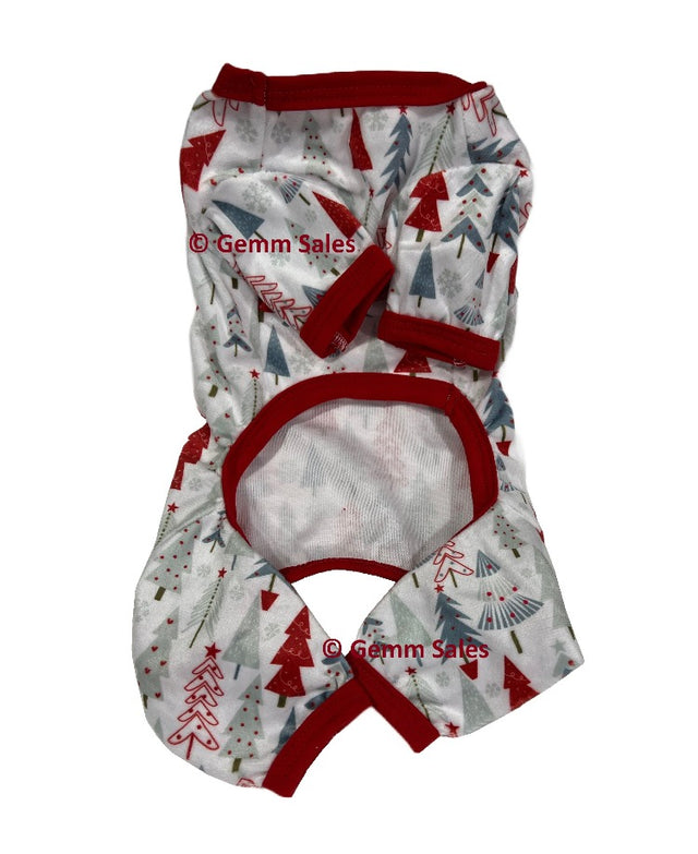 Christmas Dog/Cat Pajama Red Trim Tree Print - Small