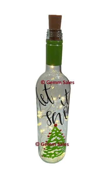 Christmas Wine Bottle Luminary - Let it Snow