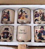 Christmas Candle Small Crock Set, Hand Painted Christmas Snowman, Set of 6