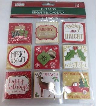 Christmas Gift Tags, Self-Adhesive, 3D Christmas Gift Tags, Set of 18