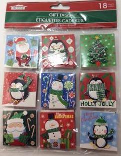 Christmas Gift Tags, Self-Adhesive, 3D Christmas Gift Tags, Set of 18