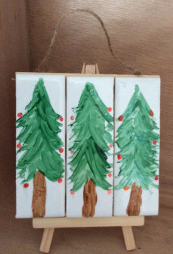 Hand Painted Tile - Christmas Trees