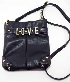 Crossbody Purse Black Purse with LOVE Gold Letters