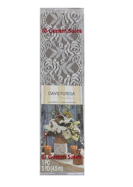David Tutera Casual Elegance Lace Ribbon - White