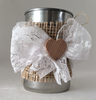 Tin Can Candle Holder, Tin Can Desk Organizer, Handwrapped with Burlap & Lace