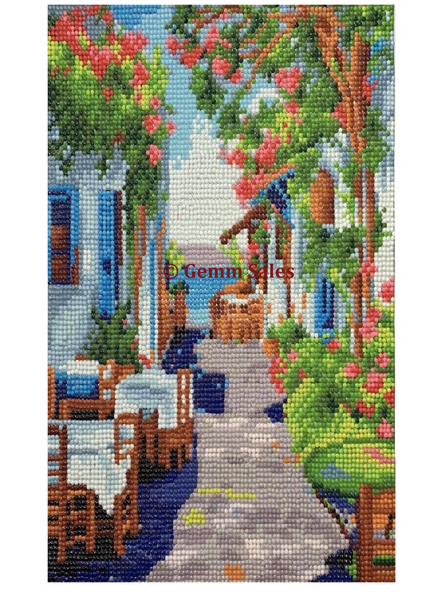 Diamond Painting Finished Piece Mykonos Outdoor Cafe - Diamond Art