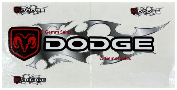Dodge Auto Decal Logo 4pc - Flames Blades