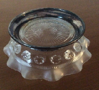 Frosted Crystal Small Bowl with Silver Base - Vintage 1980's