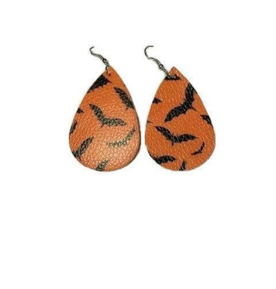 Halloween Flying Bats Pattern Drop Earrings One Pair