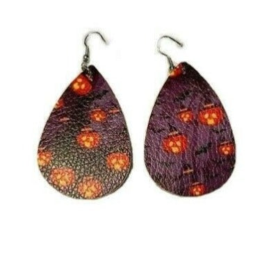 Halloween Jack-O-Lantern Pattern Drop Earrings One Pair