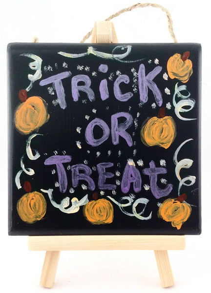Halloween Trick or Treat Decorative Tile - Handmade