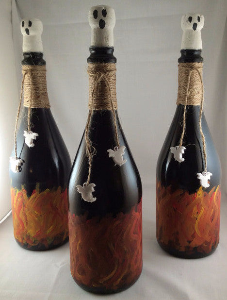 Halloween Wine Bottle - Hand Painted