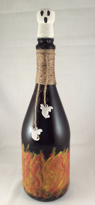 Halloween Wine Bottle - Hand Painted