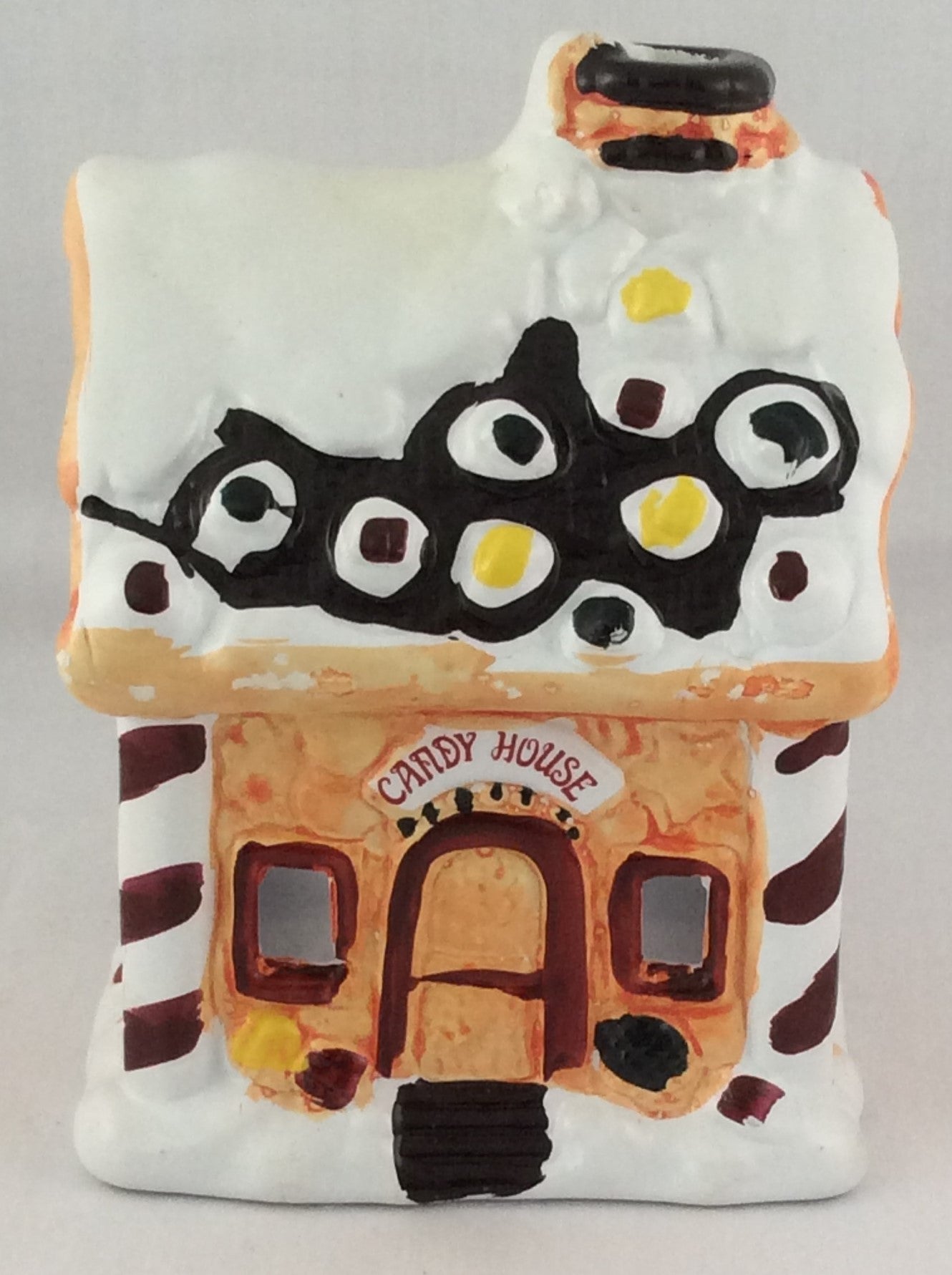 Holiday Village Hand-Painted Ceramic Candle Holder - Candy House
