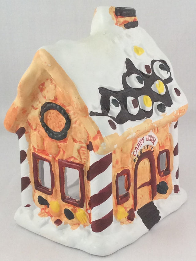 Holiday Village Hand-Painted Ceramic Candle Holder - Candy House