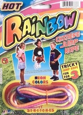 Hot Rainbow Chinese Jump Rope, Tricky Jump Rope, Stretchable Multi-Color