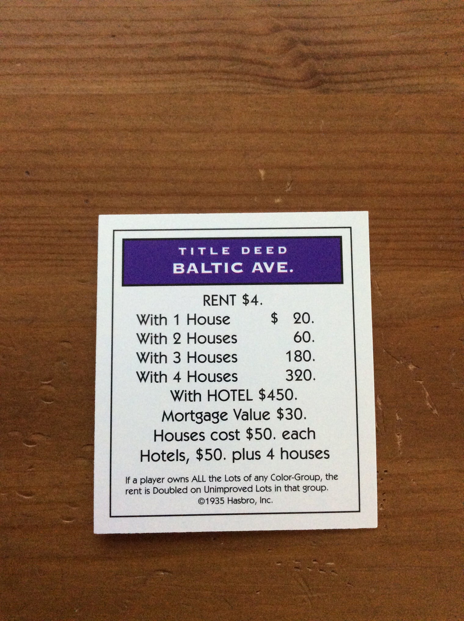 Monopoly Replacement Pieces - Property Title Deed Cards