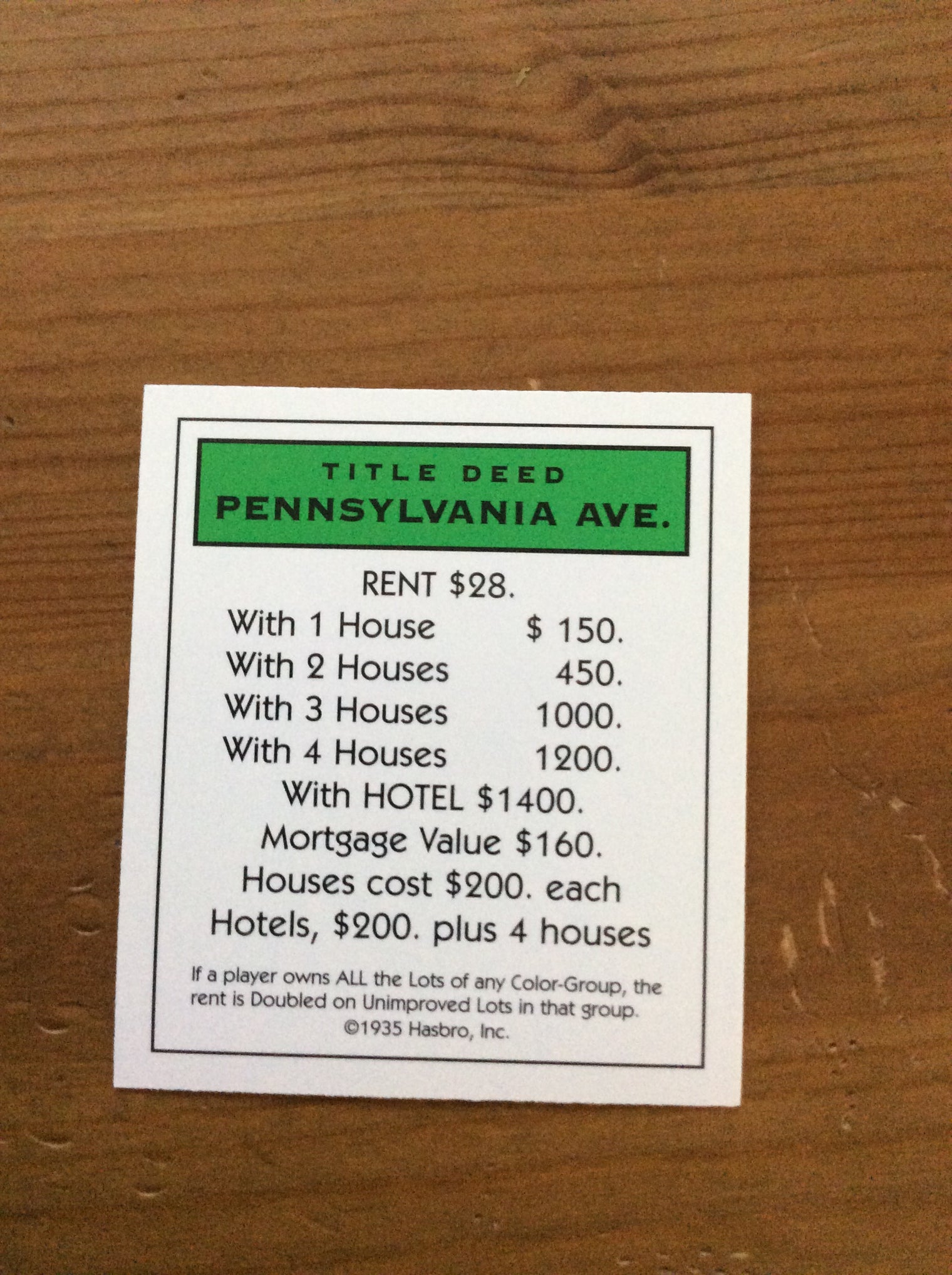 Monopoly Replacement Pieces - Property Title Deed Cards