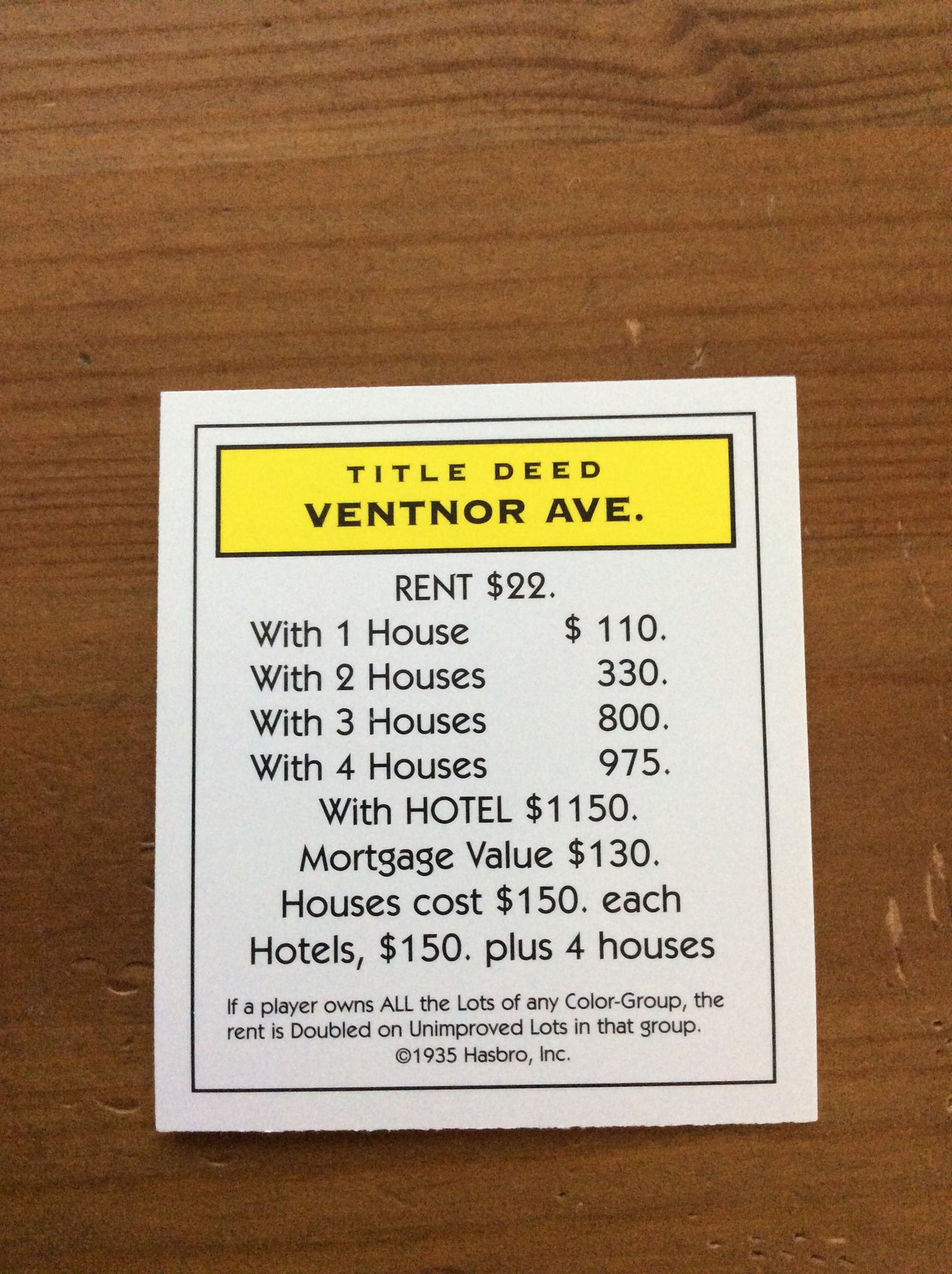 Monopoly Replacement Pieces - Property Title Deed Cards