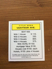 Monopoly Replacement Pieces - Property Title Deed Cards