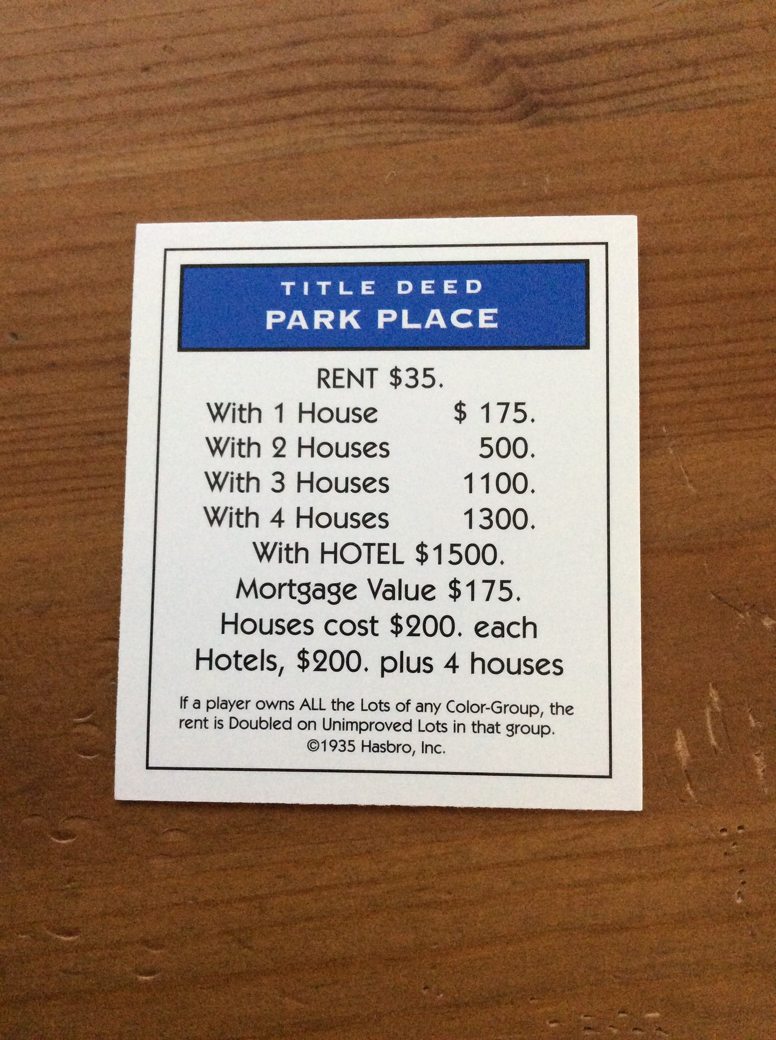 Monopoly Replacement Pieces - Property Title Deed Cards