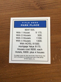 Monopoly Replacement Pieces - Property Title Deed Cards