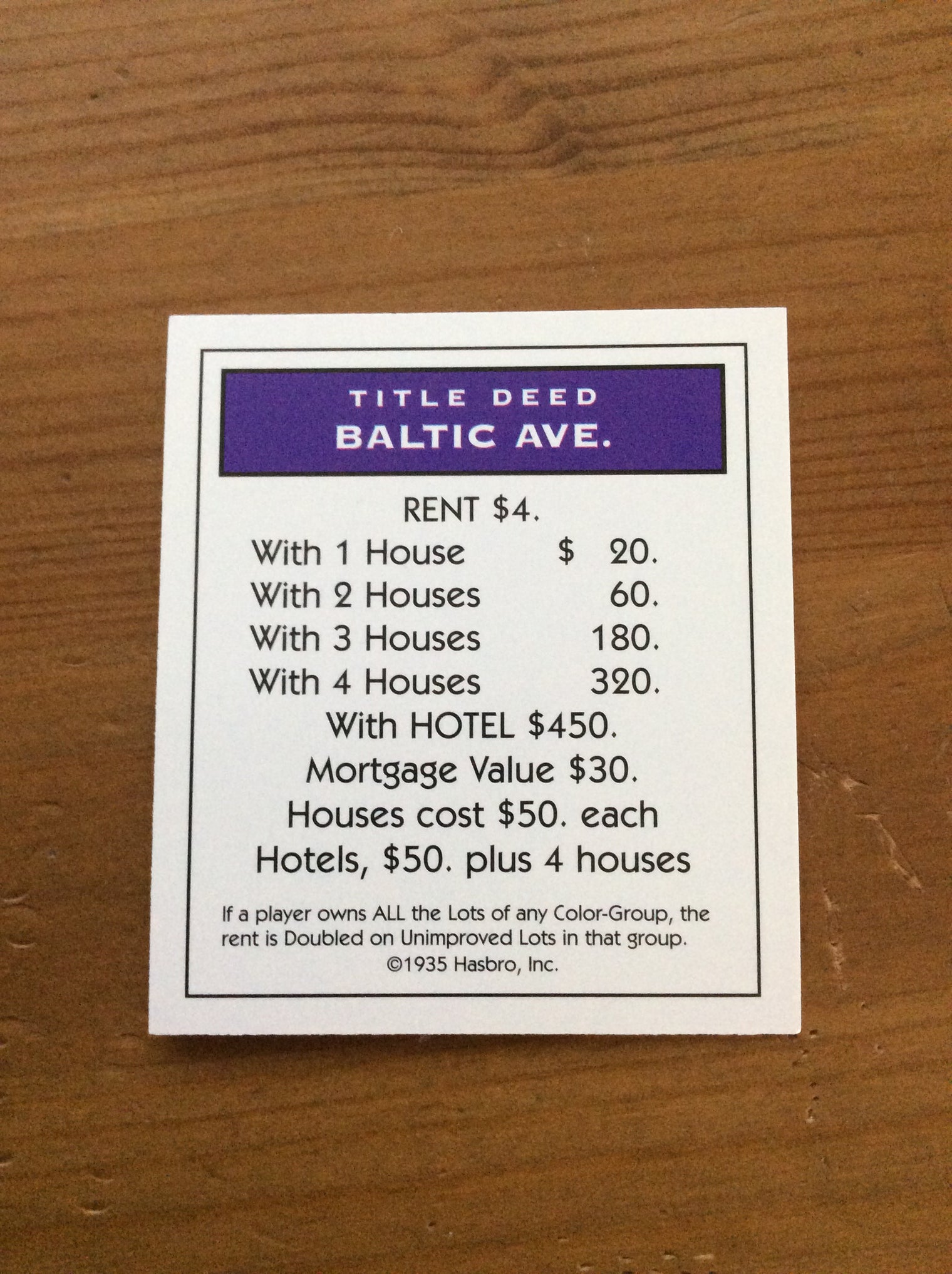 Monopoly Replacement Pieces - Property Title Deed Cards