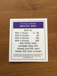 Monopoly Replacement Pieces - Property Title Deed Cards