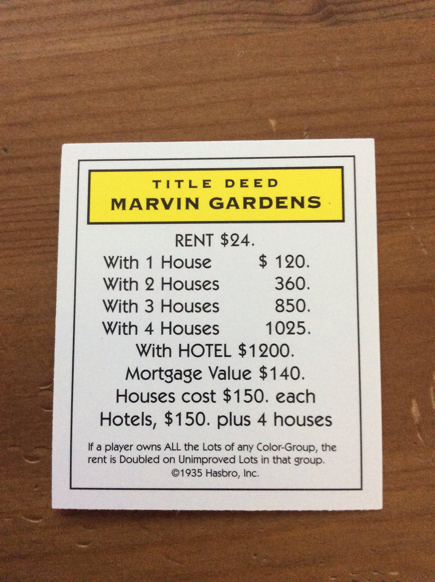 Monopoly Replacement Pieces - Property Title Deed Cards