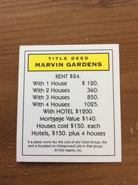Monopoly Replacement Pieces - Property Title Deed Cards