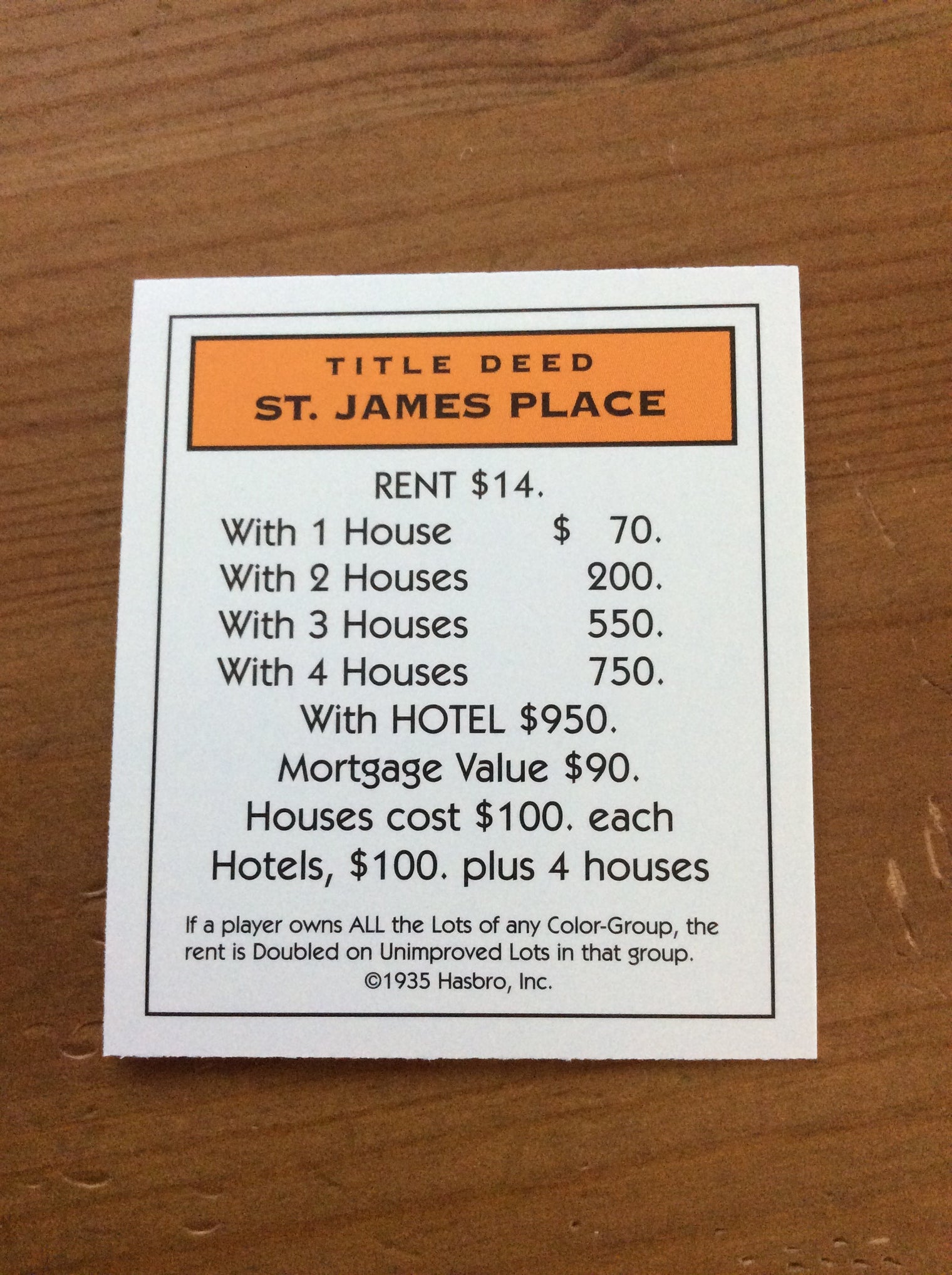 Monopoly Replacement Pieces - Property Title Deed Cards