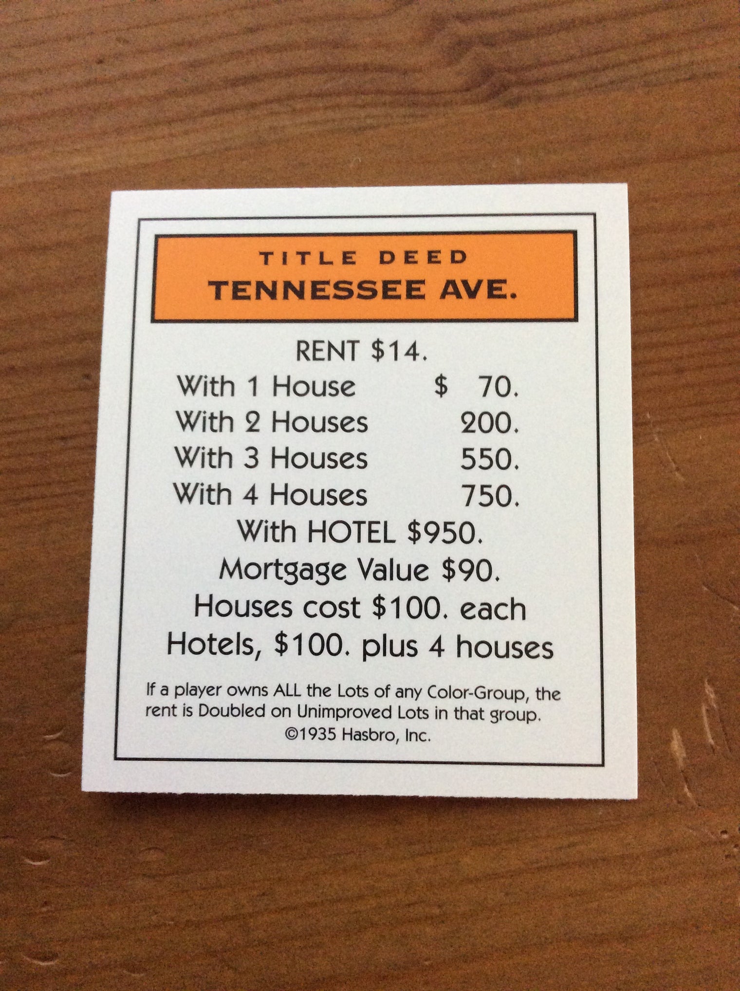 Monopoly Replacement Pieces - Property Title Deed Cards