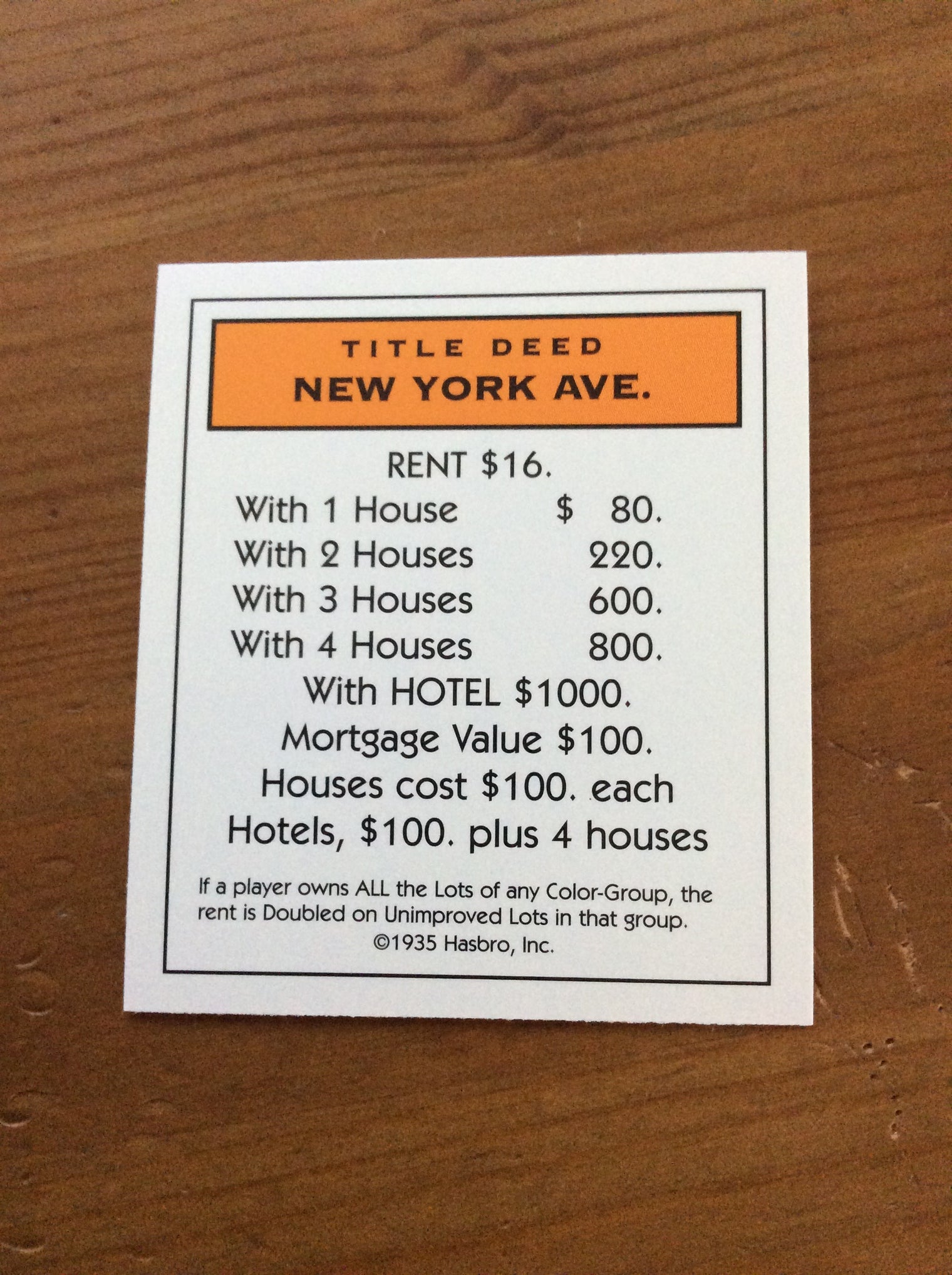 Monopoly Replacement Pieces - Property Title Deed Cards