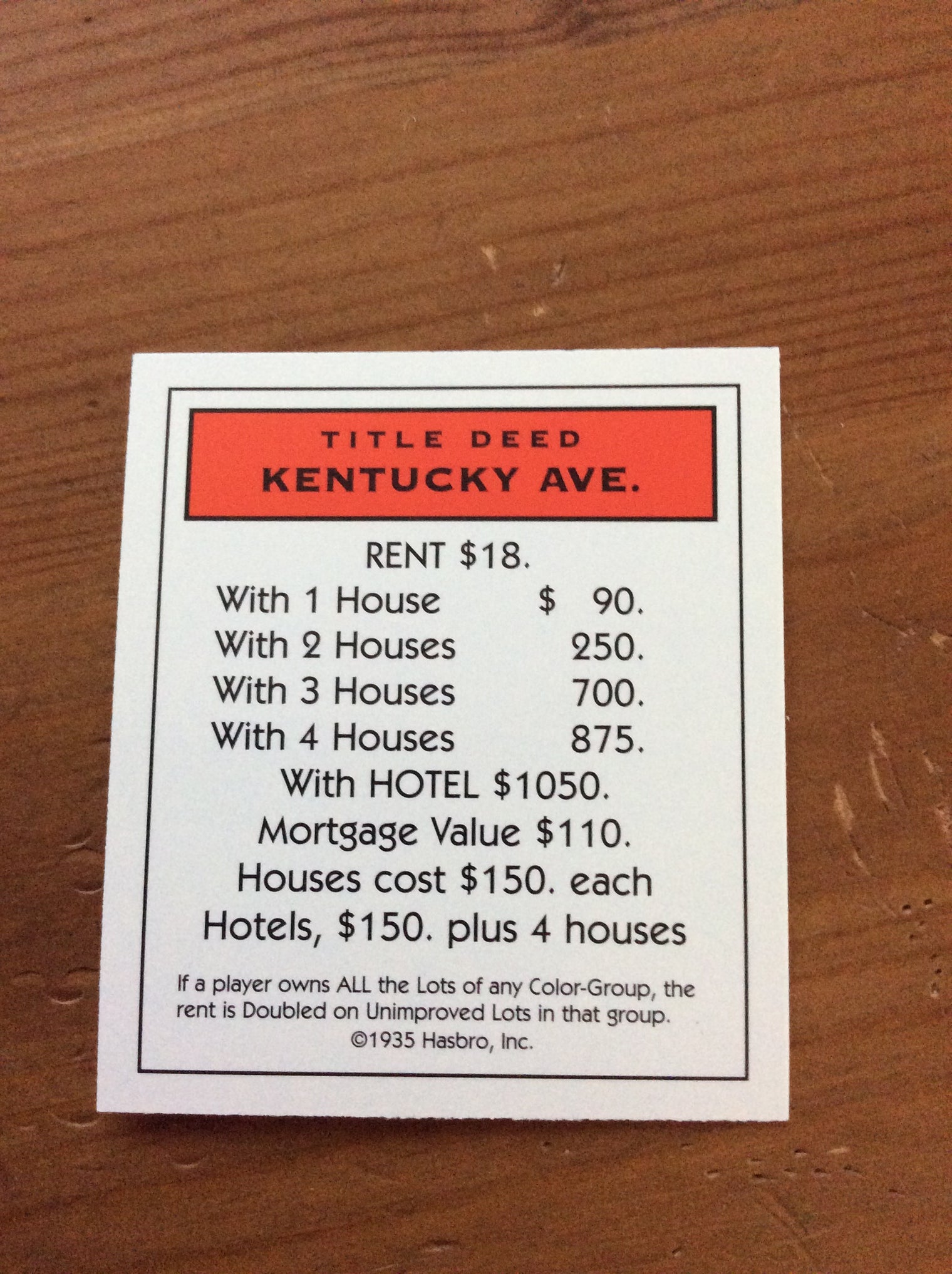 Monopoly Replacement Pieces - Property Title Deed Cards