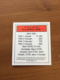 Monopoly Replacement Pieces - Property Title Deed Cards