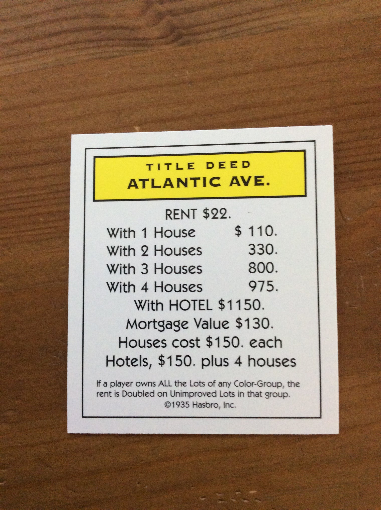 Monopoly Replacement Pieces - Property Title Deed Cards
