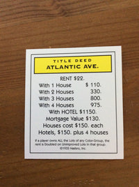 Monopoly Replacement Pieces - Property Title Deed Cards