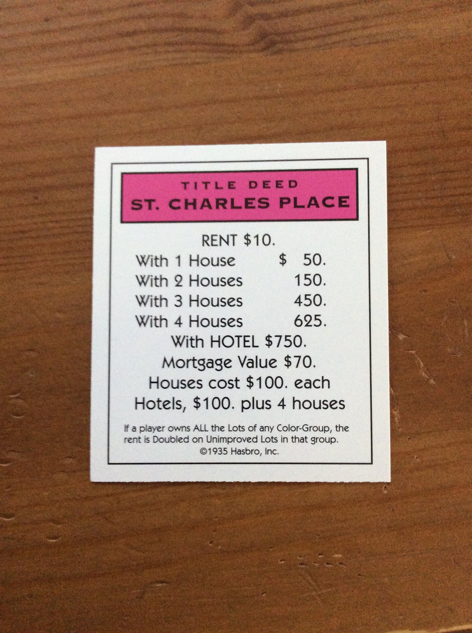 Monopoly Replacement Pieces - Property Title Deed Cards