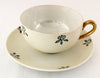 Tea Cup And Saucer - Hand Painted White with Blue Flowers