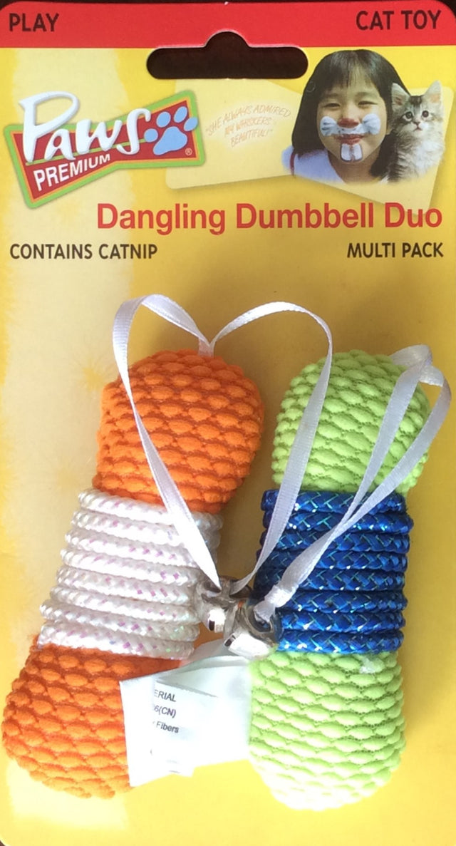 Paws Premium Dangling Dumbbell Duo - Cat Toy