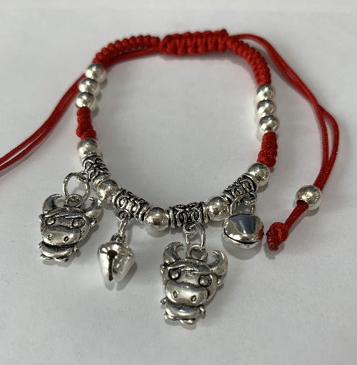 Chinese Zodiac Signs Pendant Red String Bracelet - OX