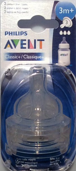 Avent Classic+ 3M+ Bottle Nipples - medium flow