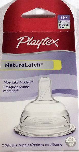 Playtex Silicone Nipples NaturaLatch 3M+ Medium flow