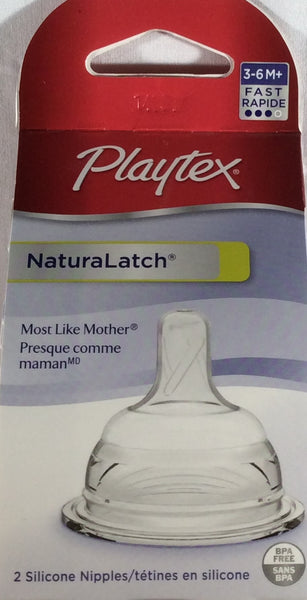 Playtex Silicone Nipples NaturaLatch 3-6M+ Fast flow