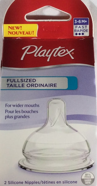Playtex Silicone Nipples Fullsized 3-6M+ Fast flow